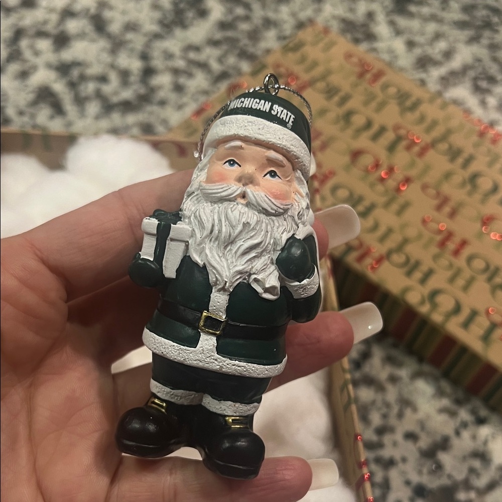 5/$25 Michigan state Spartans Santa ornament
